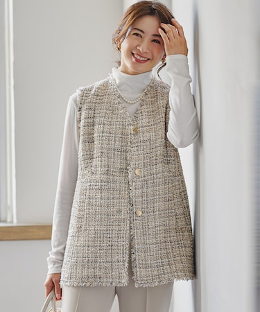 GIOLICAツイード フォルム ジレ