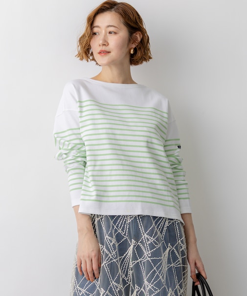 Armo-lux パネルボーダー クロップド カットソー