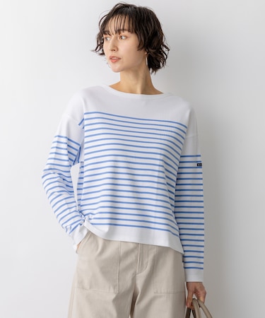 Armo-lux パネルボーダー クロップド カットソー