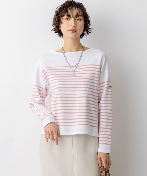 Armo-lux パネルボーダー クロップド カットソー