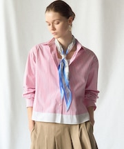 CANCLINI レギュラーカラー ストライプ クロップドシャツ