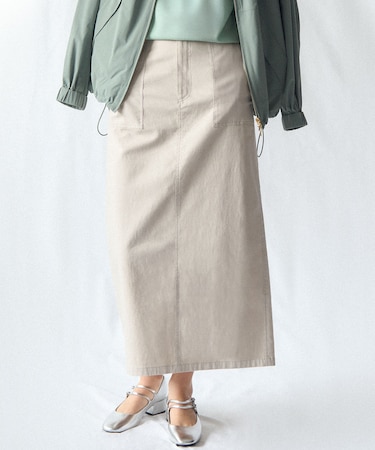 スラブツイルストレッチ Iライン スカート