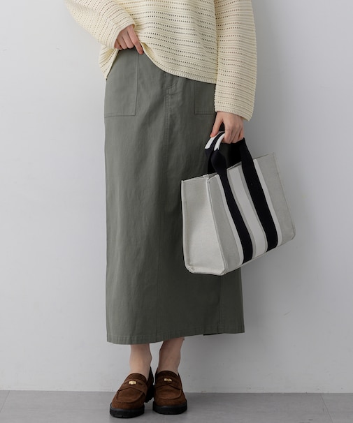 スラブツイルストレッチ Iライン スカート
