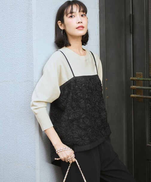 リボンエンブロイダリー キャミソール