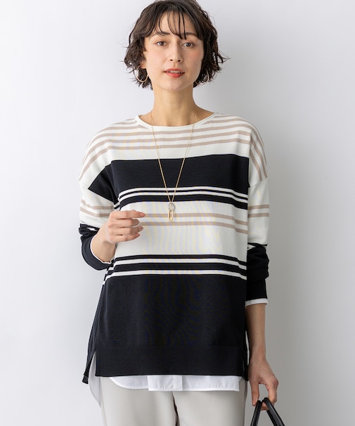 コットンポリエステルストレッチ オーバーサイズ ニット