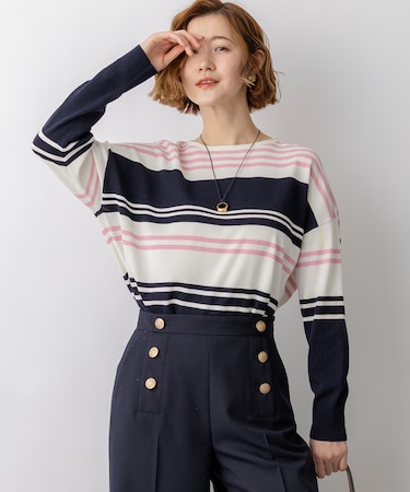 コットンポリエステルストレッチ オーバーサイズ ニット