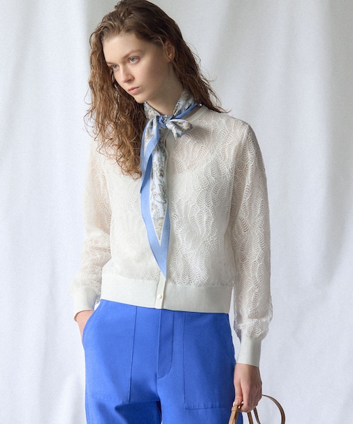 ラッセルレース ニット カーディガン