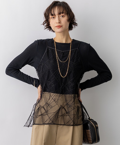 iena 刺繍レースキャミソール 刺繍レース キャミソール｜ニジュウサンクの通販｜&mall（アンドモール