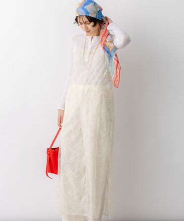 刺繍レース キャミソールワンピース