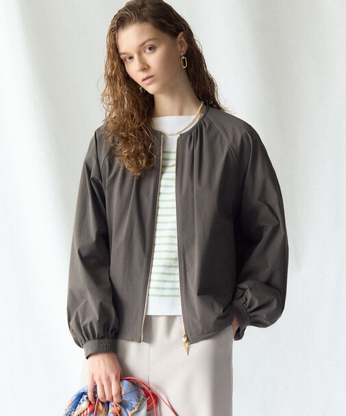 2WAYストレッチタフタ ギャザーブルゾン