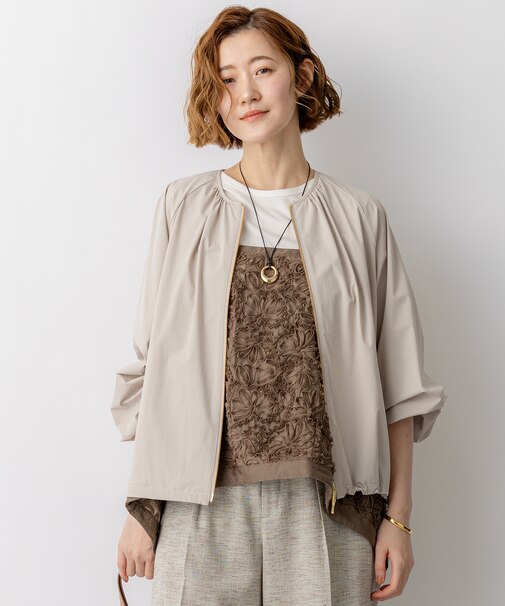 2WAYストレッチタフタ ギャザーブルゾン