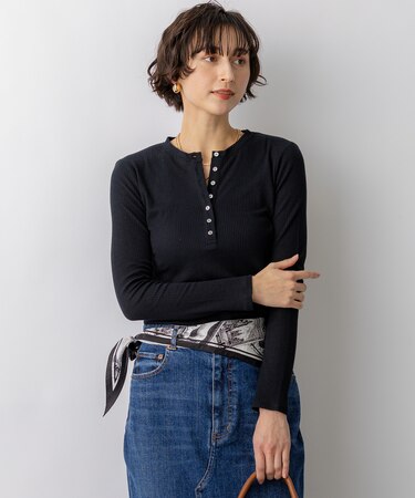 【見上愛さん着用】シアーリブ レイヤード ロンTEE