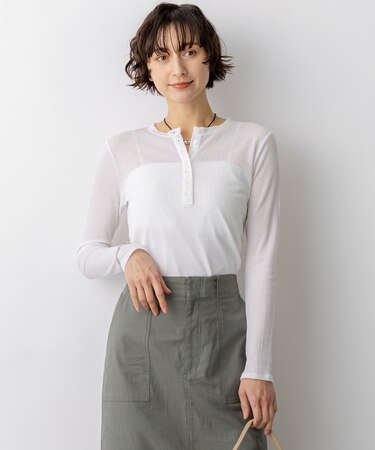【見上愛さん着用】シアーリブ レイヤード ロンTEE