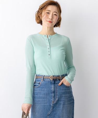 【見上愛さん着用】シアーリブ レイヤード ロンTEE