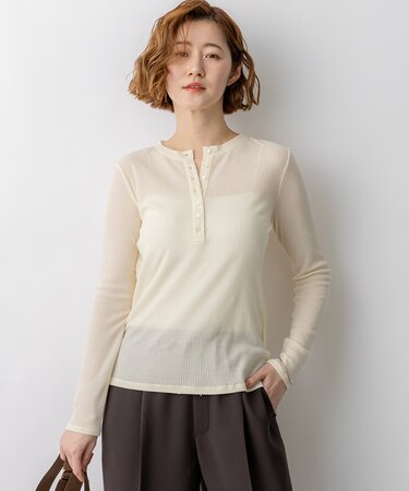 【見上愛さん着用】シアーリブ レイヤード ロンTEE