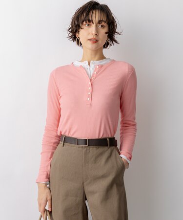 【見上愛さん着用】シアーリブ レイヤード ロンTEE