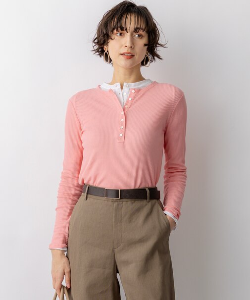 【見上愛さん着用】シアーリブ レイヤード ロンTEE