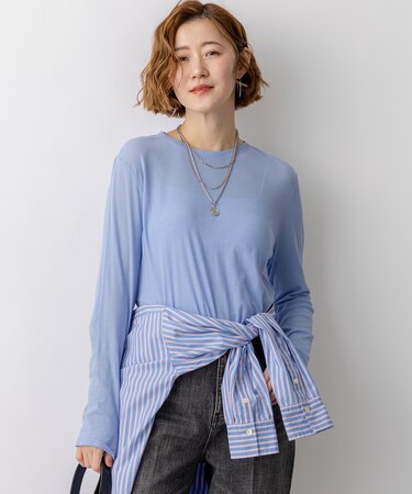 【見上愛さん着用】シアーフライス レイヤード ロンTEE