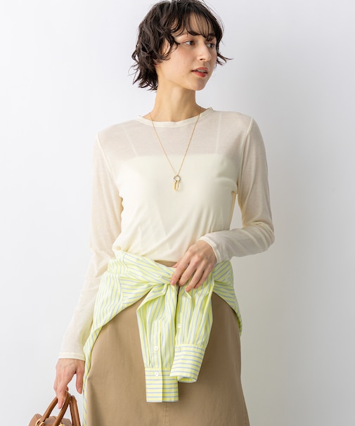 【見上愛さん着用】シアーフライス レイヤード ロンTEE