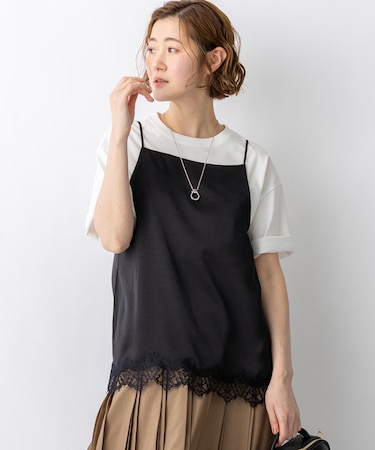 サテンレースキャミソール