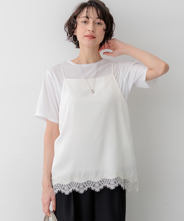 サテンレースキャミソール