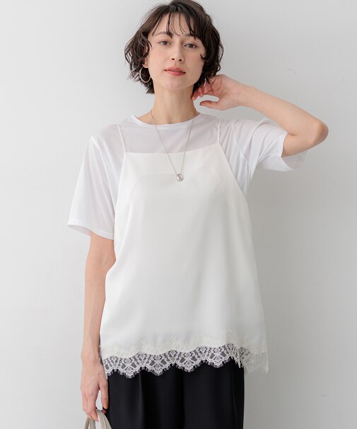 サテンレースキャミソール