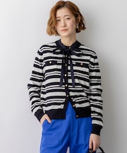 プレミアムビオコットン ポケット ボーダー カーディガン