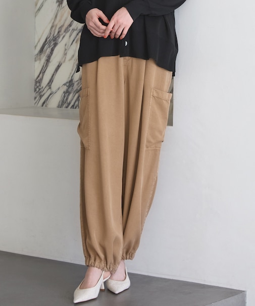 【SLOW/一部店舗限定】ガーメントツイル ワイドタック パンツ