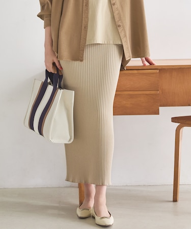 【SLOW/一部店舗限定】ホールガーメント リブニット スカート