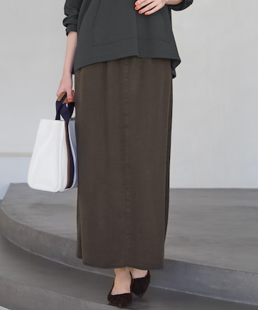 【SLOW/一部店舗限定】ガーメントツイル セミフレア スカート