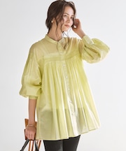 【SLOW/一部店舗限定】コットンボイル ギャザー ブラウス