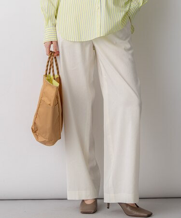 リネンレーヨンストレッチ ワイドパンツ