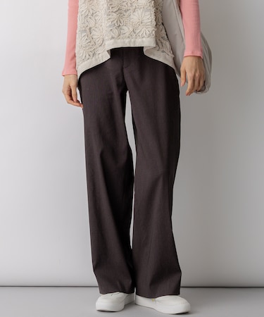 リネンレーヨンストレッチ ワイドパンツ