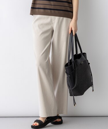 リネンレーヨンストレッチ ワイドパンツ