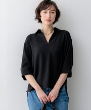 ストレッチジョーゼット スキッパー ブラウス