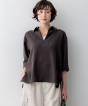 ストレッチジョーゼット スキッパー ブラウス