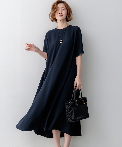 ストレッチジョーゼット フレアワンピース