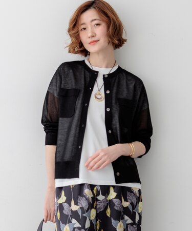 【一部先行予約/WEB&一部店舗限定カラーあり】シャイニーシアー フラップポケット カーディガン