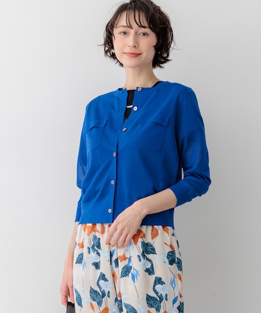 【WEB&一部店舗限定カラーあり】シャイニーシアー フラップポケット カーディガン