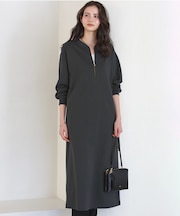 【SLOW/一部店舗限定】ハイゲージテリー ハーフジップ ワンピース