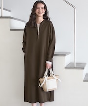 【SLOW/一部店舗限定】ハイゲージテリー ハーフジップ ワンピース