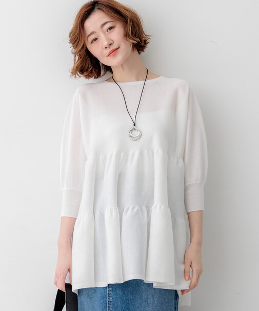 シャイニーシアーニット ティアード チュニック