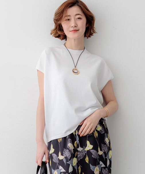 レーヨンポリエステルストレッチ フレンチスリーブ ニット