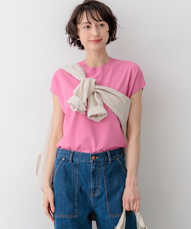 レーヨンポリエステルストレッチ フレンチスリーブ ニット