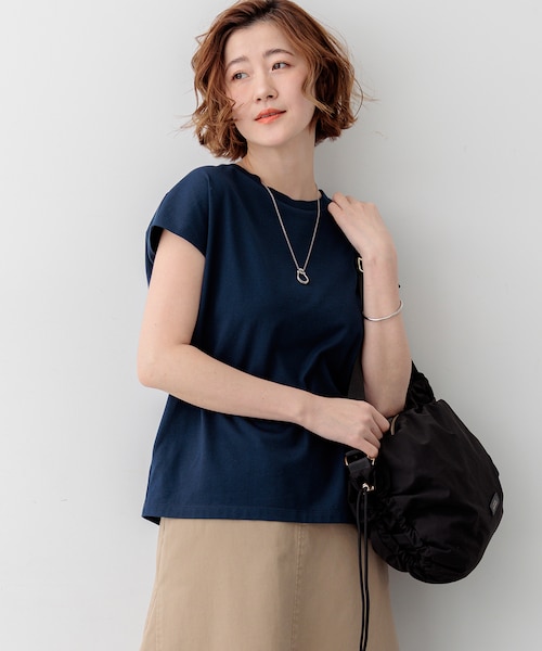WEB&一部店舗限定カラーあり】スビンハイツイスト フレンチスリーブ T