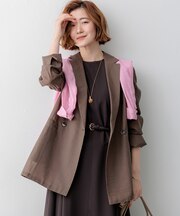 【見上愛さん着用】ナイロンコットンシアーボイル ダブルジャケット