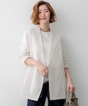 【見上愛さん着用】ナイロンコットンシアーボイル ダブルジャケット