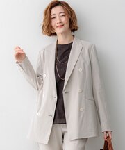 【CanCam掲載】リネンレーヨンストレッチ ダブルジャケット
