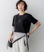 スカーフコンビジャージー ウエストデザイン カットソー