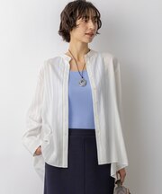 ドビーストライプ バックタック フレアブラウス